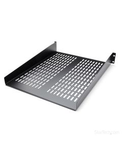 StarTech.com 2U Server Rack Shelf - Universal Vented Rack Mount Cantilever Tray for 19" Network Equipment Rack & Cabinet - Heavy Duty Steel – Weight Capacity 50lb/23kg - 22" Deep Shelf, Black