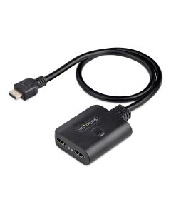 StarTech.com 2-Port HDMI Splitter, 4K 60Hz HDMI 2.0 Video, 4K HDMI Splitter 1 In 2 Out, 1x2 HDMI Display/Output Splitter, HDR/HDCP, 20in (50cm) Built-in HDMI Cable