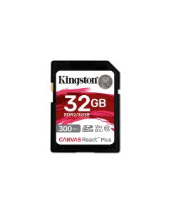 Kingston Technology 32GB Canvas React Plus SDHC UHS-II 300R/260W U3 V90 for Full HD/4K/8K