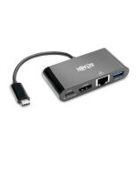 Tripp Lite U444-06N-H4GUBC USB-C Multiport Adapter - 4K HDMI, USB 3.x (5Gbps) Hub Port, GbE, 60W PD Charging, HDCP, Black