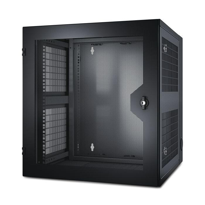 APC NetShelter 13U Wallmount Rack Cabinet Vented Door Double Hinged ...