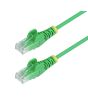 StarTech.com 50cm Green Slim CAT6 Ethernet Cable, Snagless, 100W PoE, UTP, LSZH, 28AWG Pure Bare Copper Wire, Slim RJ45 Network Patch Cord w/Strain Reliefs, Fluke Tested