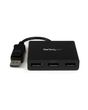 StarTech.com 3-Port Multi Monitor Adapter - DisplayPort 1.2 MST Hub to Dual 4K 30Hz & 1x 1080p - Video Splitter for Extended Desktop Mode on Windows PCs Only - DP to 3x DP Monitors