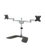 StarTech.com Dual Monitor Stand - Ergonomic Desktop Monitor Stand for up to 32" VESA Displays - Free-Standing Articulating Universal Computer Monitor Mount - Adjustable Height - Silver
