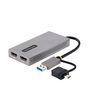 StarTech.com USB to Dual HDMI Adapter, USB A/C to 2x HDMI Displays (1x 4K30Hz, 1x 1080p), Integrated USB-A to C Dongle, 4in/11cm Cable, USB 3.0 to HDMI Display Adapter, Windows & macOS