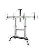 StarTech.com Dual TV Cart for 37-60in VESA TVs up to 110lb/50kg each - Height Adjustable TV Mount, Mobile Display Cart w/ Equipment Shelves - Rolling TV Cart on Wheels - Rolling TV Stand