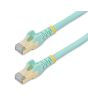 StarTech.com 2m CAT6a Ethernet Cable - 10 Gigabit Shielded Snagless RJ45 100W PoE Patch Cord - 10GbE STP Network Cable w/Strain Relief - Aqua Fluke Tested/Wiring is UL Certified/TIA