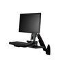StarTech.com Wall Mount Workstation - Articulating Full Motion Standing Desk with Ergonomic Height Adjustable Monitor & Keyboard Tray Arm - Mouse & Scanner Holders - Single VESA Display
