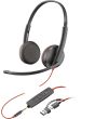 HP Poly Blackwire 3225 Stereo USB-C Headset +3.5mm Plug +USB-C/A Adapter