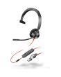 HP Poly Blackwire 3315 Monaural USB-C Headset +3.5mm Plug +USB-C/A Adapter