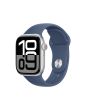 Apple Watch Series 10 GPS + Cellular 42mm Silver Aluminium Case with Denim Sport Band - M/L