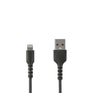 StarTech.com 3 foot (1m) Durable Black USB-A to Lightning Cable - Heavy Duty Rugged Aramid Fiber USB Type A to Lightning Charger/Sync Power Cord - Apple MFi Certified iPad/iPhone 12