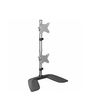 StarTech.com Vertical Dual Monitor Stand - Ergonomic Desktop Stacked Two Monitor Stand up to 27 inch VESA Mount Displays - Free Standing Universal Monitor Mount - Height Adjustable - Silver