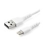 StarTech.com 3 foot (1m) Durable White USB-A to Lightning Cable - Heavy Duty Rugged Aramid Fiber USB Type A to Lightning Charger/Sync Power Cord - Apple MFi Certified iPad/iPhone 12